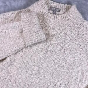 J.Crew Cream Alpaca Blend Mock Neck Textured Knit Raglan Sweater S